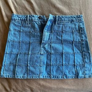 Patchwork denim mini skirt